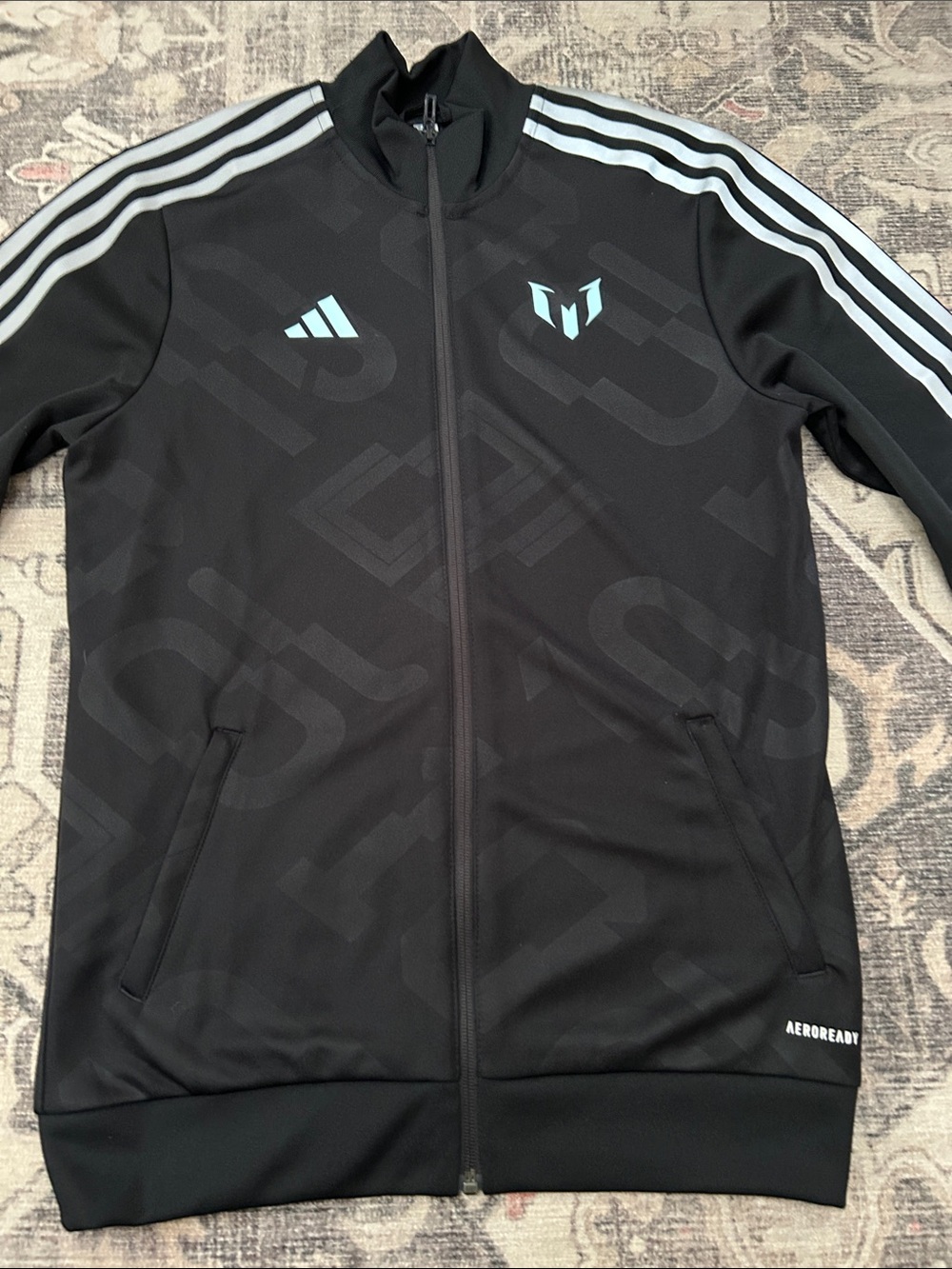 adidas Messi Black Track Jacket with Light Blue Accents